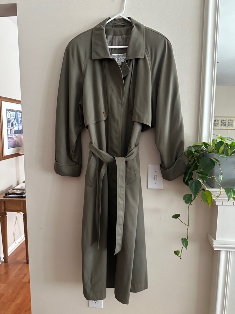 Gallery Olive-Tone Belted Trench Coat - Picture 6 of 7